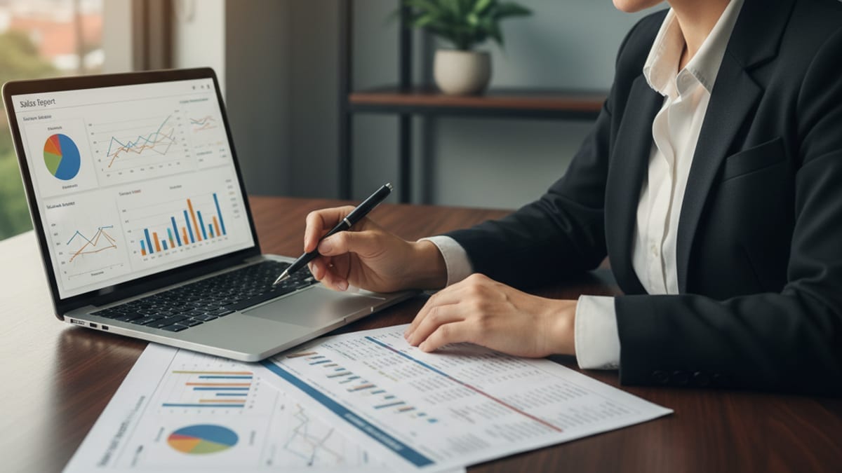 A finance lead cross-checking a payment processor payout dashboard against a printed sales report