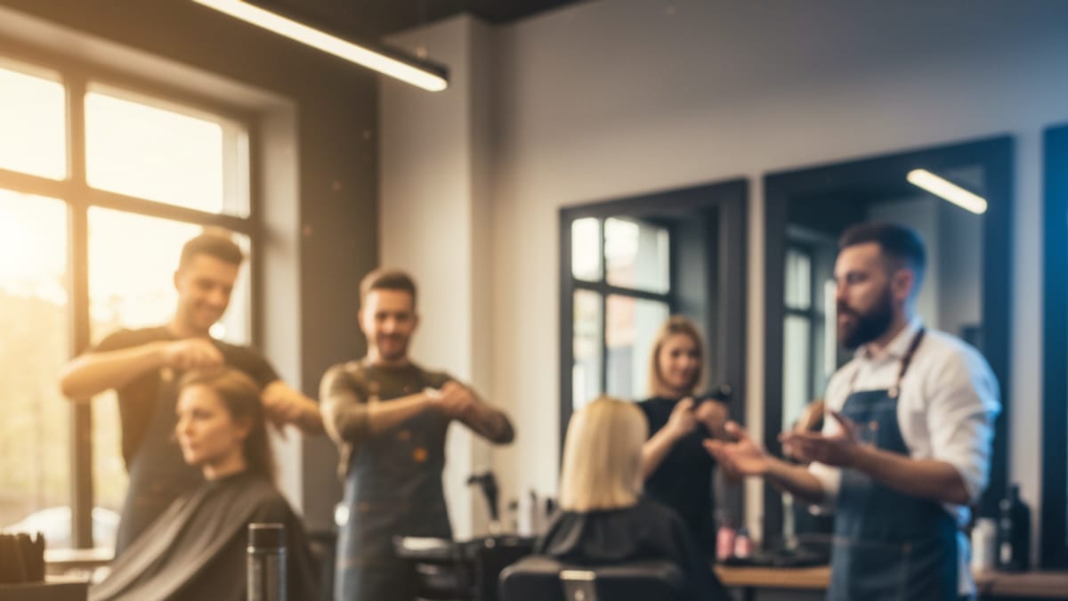 A busy salon where every stylist is occupied with a client, with no one free to answer new enquiries